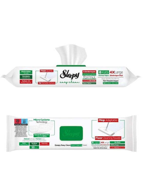 

Sleepy Easy Clean Mop Compatible Cleaning Wipes, 50 Sheets White Soap