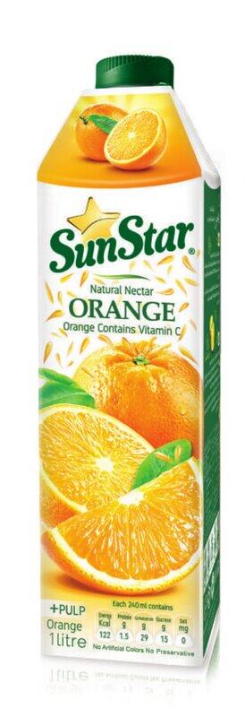 

Sun Star Natural Nectar Orange with Pulp 12x1L, Real Orange Juice with Pulp, No Artificial Colours or Preservatives