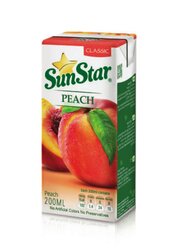 Sun Star Classic Peach 36x200ml, Made with Real Peach Juice, No Artificial Colours or Preservatives