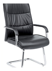 Karnak Modern Design Pu Leather Visitor Chair with Steel Metal Frame, Black