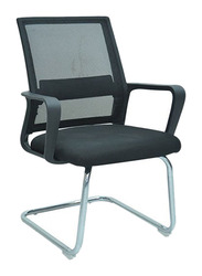 Karnak Modern Design Mesh Visitor Chair With Steel Metal Frame Waiting Room Chair, Black