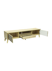 Karnak Modern Wooden TV Cabinet with Drawers and Shelves, Beige