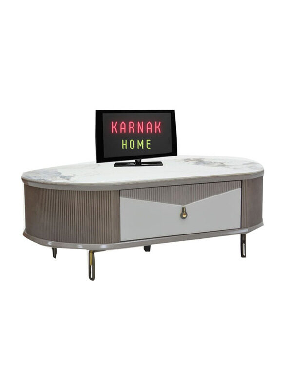 

Karnak Modern TV Cabinet, Entertainment Stand, Media Console with a Natural Wood, Grey/Off White