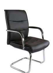 Karnak Modern Design PU Leather Visitor Chair with Steel Metal Frame, Black