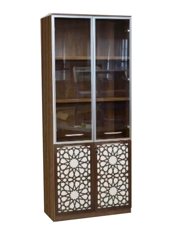 Karnak Wooden Book Shelf Rack Cabinet Cupboard, Brown/White