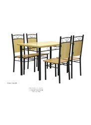 Karnak 5-Piece Modern Wood & Metal Dining Table Set, Teak