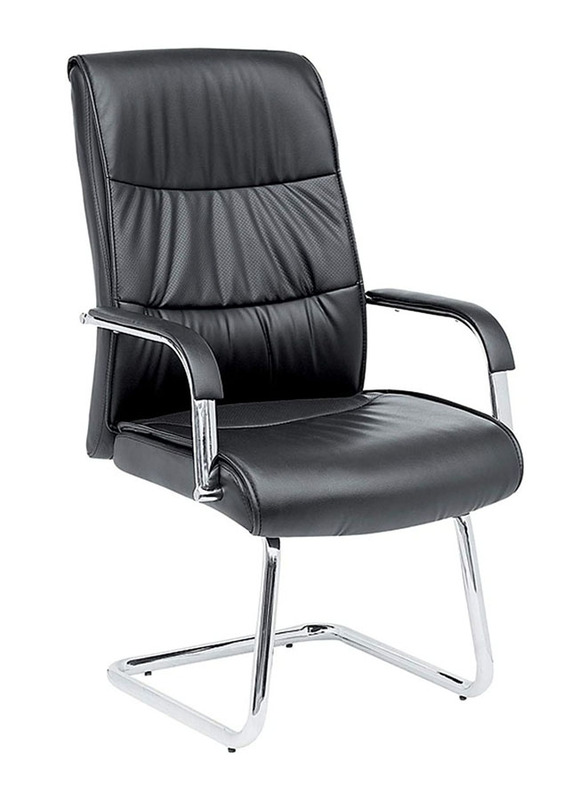 Karnak Modern Design Pu Leather Visitor Chair with Steel Metal Frame, Black