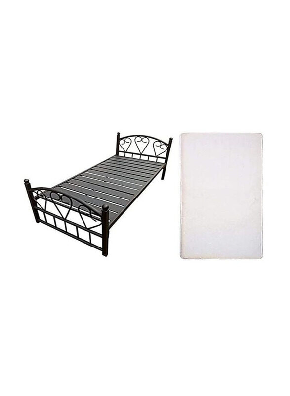 

Karnak Kaarnak Heavy Duty Fully Steel Single Bed with Mattress, Black