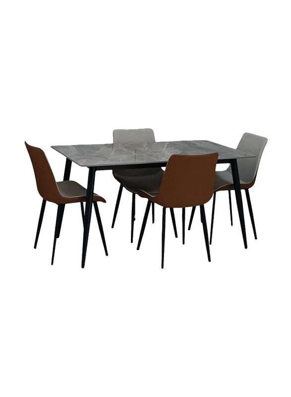 

Karnak Modern Design Marble Dining Table Set, Brown