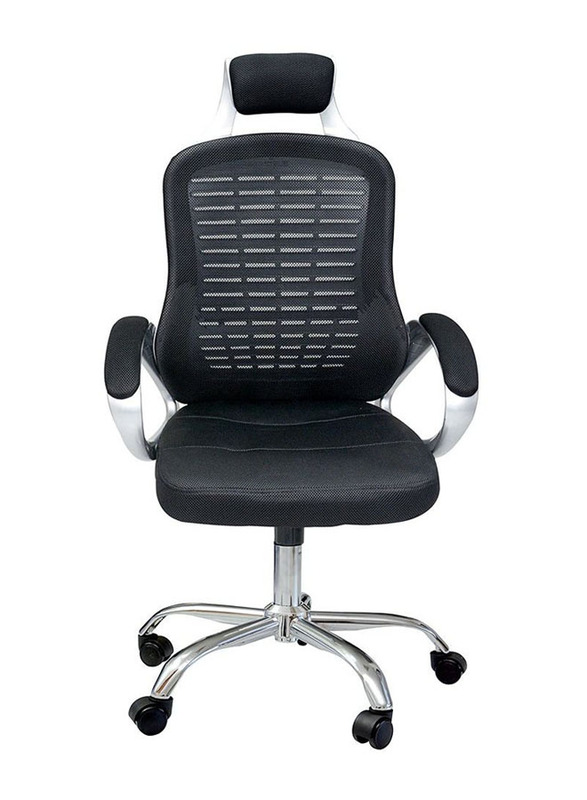 Karnak Ergonomic Smooth Lumbar Support Office Chair with Adjustable Height, Black