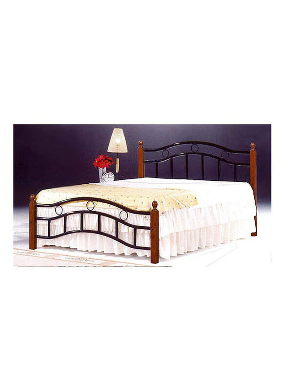 

Karnak Wooden Legs Wood And Steel King Bed with Medicated Mattress, Cherry Brown