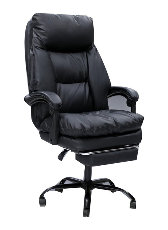 Karnak Executive Office Chair Extra Cushion Padding Luxurious Faux Leather With Adjustable Armrests And Backrest, Black