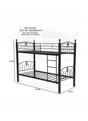 Karnak Heavy Duty Guard Rails Sturdy Wooden Steel Double Decker Bunk Bed, Mahogany Natural