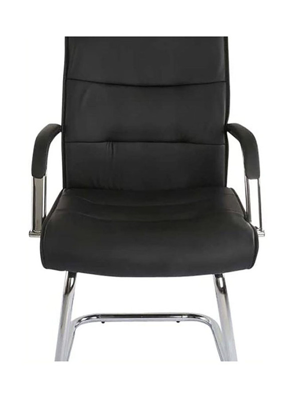 Karnak Modern Design PU Leather Visitor Chair with Steel Metal Frame, Black