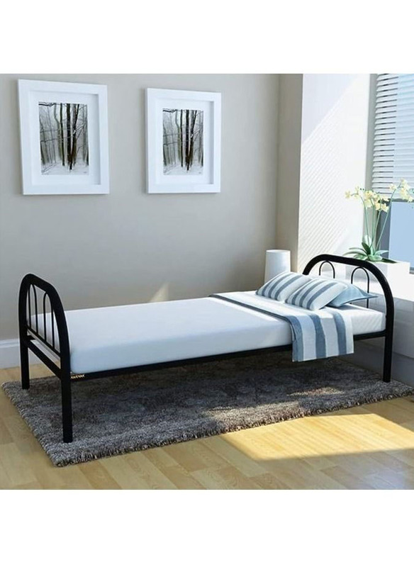 Karnak Single Metal Steel Bed, Black