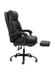 Karnak Executive Office Chair Extra Cushion Padding Luxurious Faux Leather With Adjustable Armrests And Backrest, Black