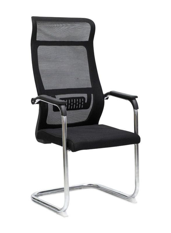 Karnak Modern Design Mesh Visitor Chair with Steel Metal Frame, Black