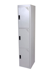 Karnak 3 Doors Locker Steel Metal Storage Cabinet With Keys, Grey