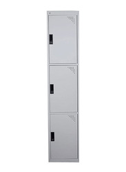 Karnak 3 Doors Locker Steel Metal Storage Cabinet With Keys, Grey