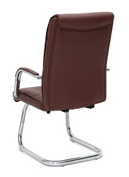 Karnak Modern Design PU Leather Visitor Chair with Steel Metal Frame, Brown