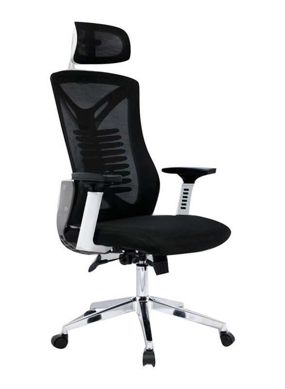 

Karnak Ergonomic Mesh Office Desk Chair with Headrest and Lumbar Support Comfortable High, White/Back