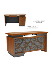 Karnak Modern Wooden Executive Office Desk with Key Locker Drawer, Walnut