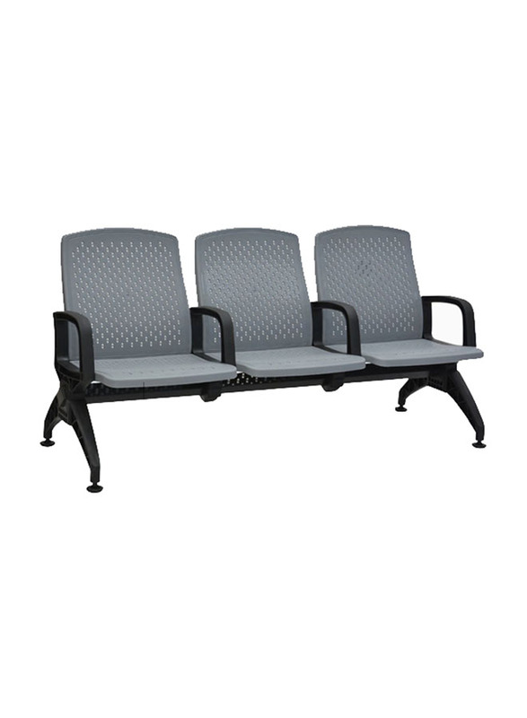 Karnak Three Seater Plastic Office Bench, Grey