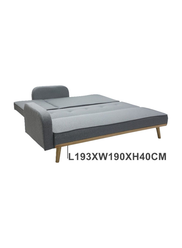 Karnak Modern Three Seater Fabric Sofa Bed with Wooden Legs, Grey