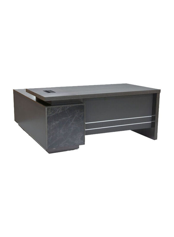 

Karnak Wooden Executive Office Desk with Drawers, Black