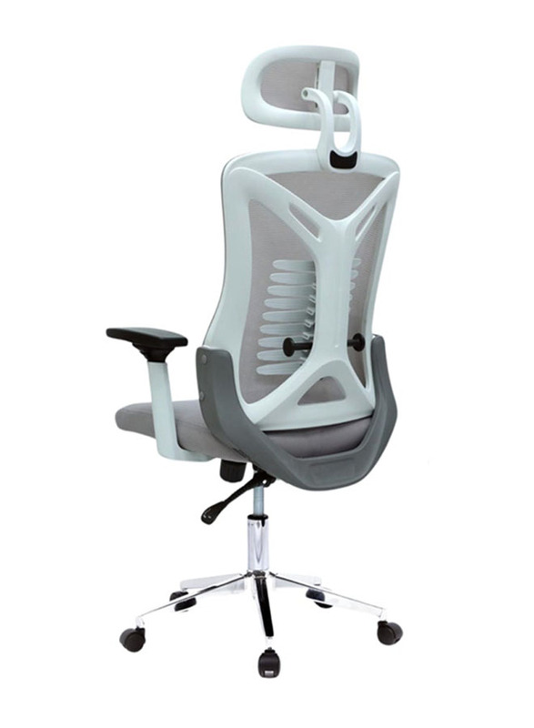 Karnak Ergonomic Mesh Office Desk Chair with Headrest & Lumbar Support Comfortable High, Light Grey