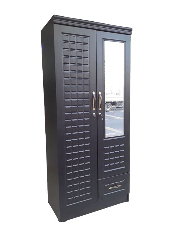 Karnak 2 Door Wooden Wardrobe Cabinet, Black