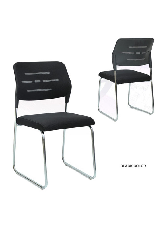 Karnak Visitor Chair with Chrome Frame Mesh Back Ergonomic Seat for Office & Home, Black