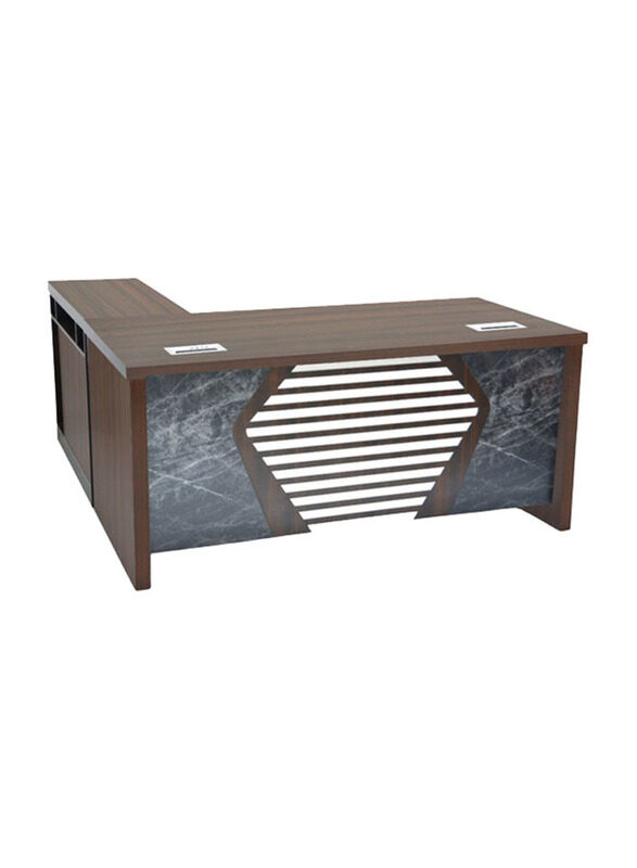 

Karnak Wenge Wooden Executive Office Desk with Drawers, Multicolour