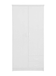 Karnak 2 Door Wooden Modern Stylish Wardrobe Cabinet, White