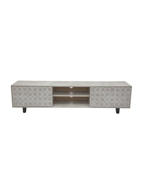 

Karnak Modern TV Cabinet, Entertainment Stand, Media Console with a Natural Wood Finish & Storage Doors, Grey