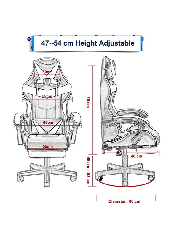 Karnak Ergonomic Executive PUBG-3D 360° Rolling Chair Adjustable Height with Headrest Pillow Cushion & Lumber Support Back, KC375, Black