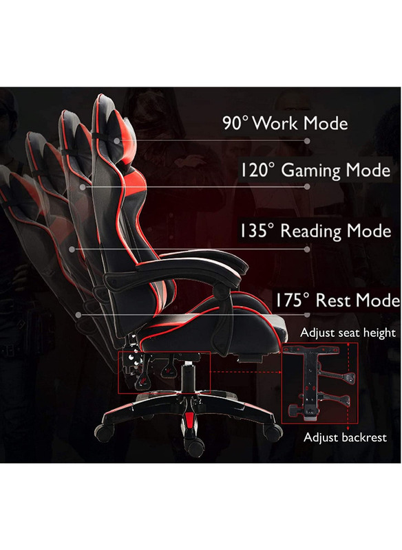 Karnak Ergonomic Executive PUBG-3D 360° Rolling Chair Adjustable Height with Headrest Pillow Cushion & Lumber Support Back, KC375, Black