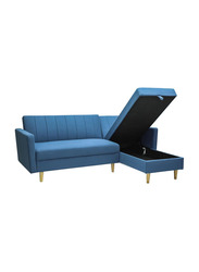 Karnak Luxurious Comfort and Practicality Combined L-Shaped Storage Sofa Bed, Blue