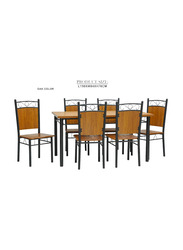 Karnak Modern Wood And Metal Dining Table Set, Oak