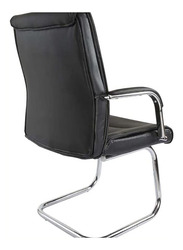 Karnak Modern Design PU Leather Visitor Chair with Steel Metal Frame, Black