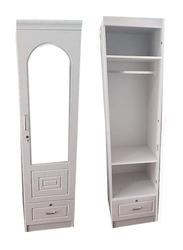 Karnak 1 Door Wooden Wardrobe Cabinet Cupboard With Door & Drawer Lock Keys, White