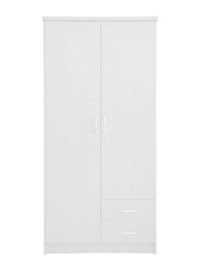 Karnak 2 Door Wooden Modern Stylish Wardrobe Cabinet, White