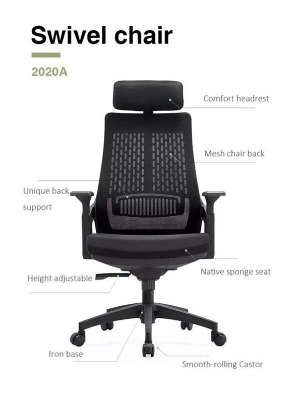 Karnak Office Chair Ergonomic Desk Office Chair with Mesh Design High Back Computer Chair, Black