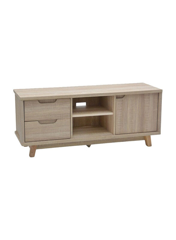 

Karnak Media Console with Natural Wood Finish & Storage Doors TV Stand, Sonoma Oak Light