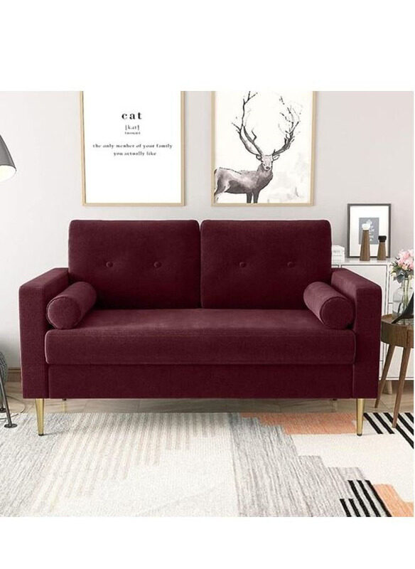 

Karnak 2 Seater Fabric Sofa Two Seat Sofas Modern Design Living Room Sofa Set, Dark Red