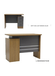 Karnak Modern Wooden Executive Office Desk with Key Locker Drawer, Oak/Light Brown