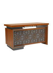 Karnak Modern Wooden Executive Office Desk with Key Locker Drawer, Walnut