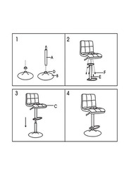 Karnak 2-Pieces Adjustable Height Bar Stool Chair with 360° Swivel, Black