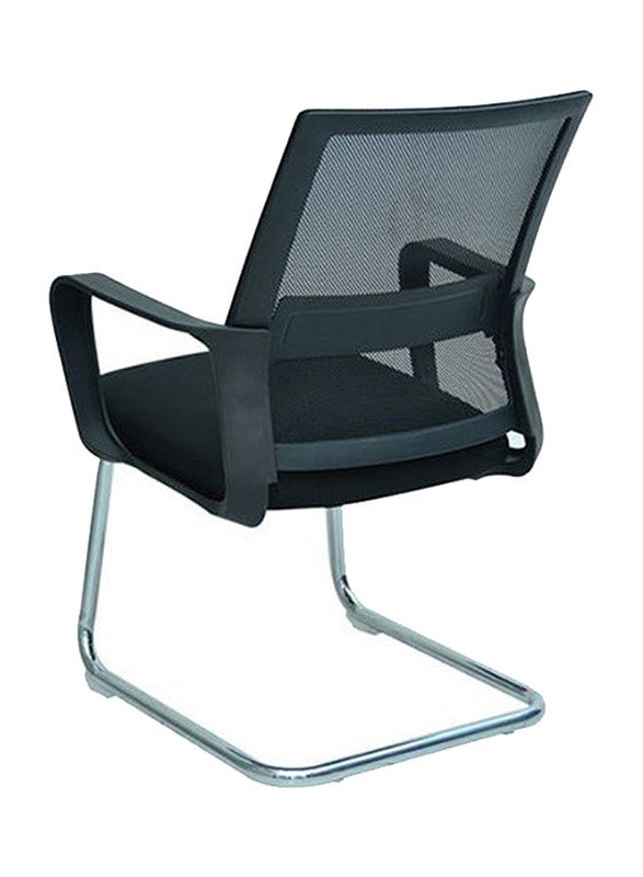 Karnak Modern Design Mesh Visitor Chair With Steel Metal Frame Waiting Room Chair, Black