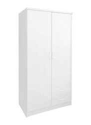 Karnak 2 Door Wooden Modern Stylish Wardrobe Cabinet, White